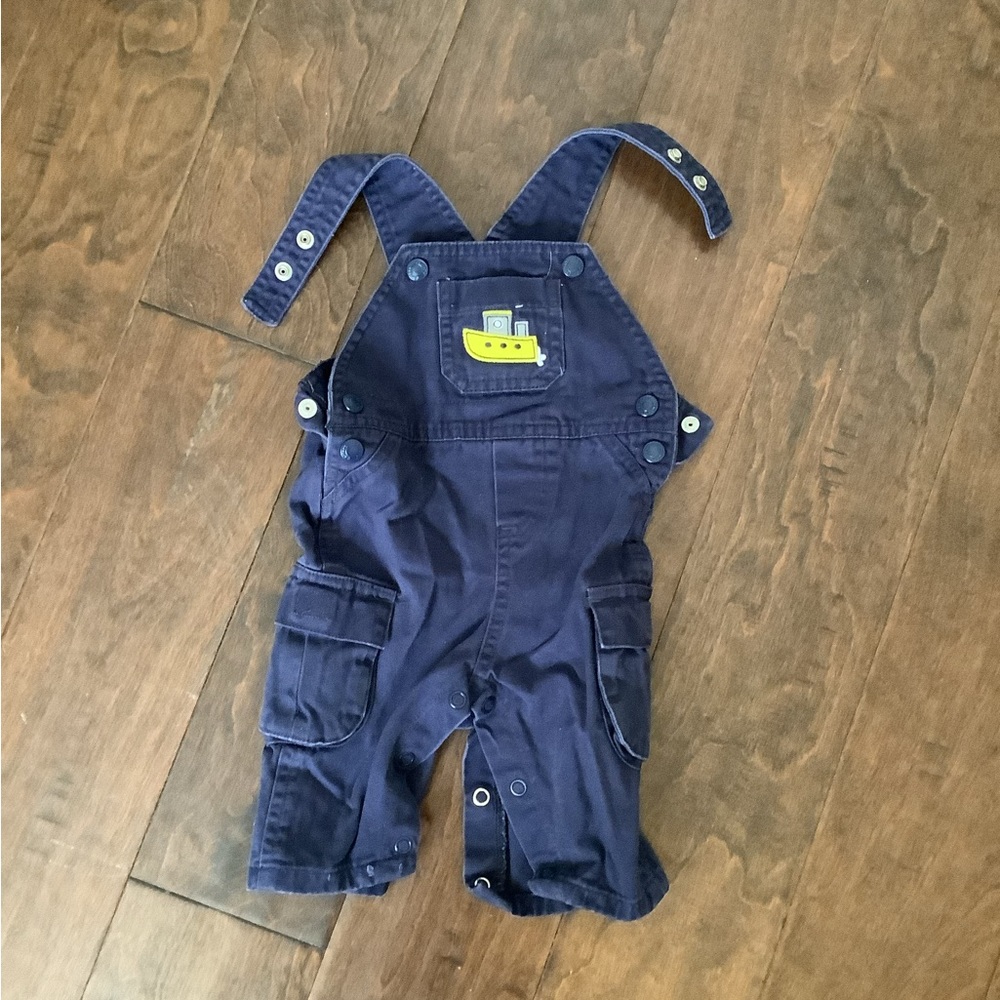 Carters Sailboat Boat Nautical Overalls Navy Yellow Snap Closure 3 Months